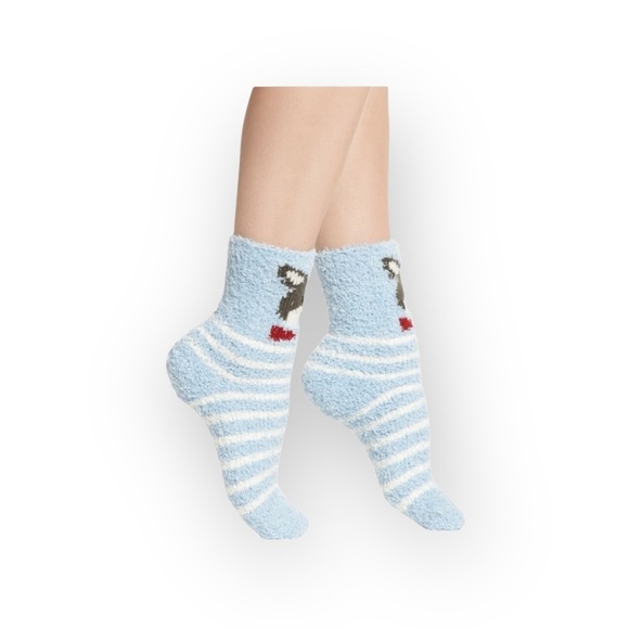 new PJ Salvage 𖠌 Frenchie Dog Plush Super Soft Butter Socks 𖠌 Blue Stripe 𖠌 - Picture 2 of 14